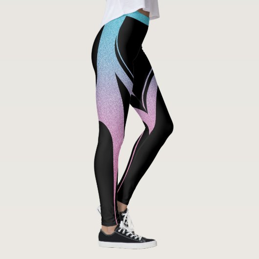Black Girly Glitter Heart Butt Activewear Leggings (Rechts)