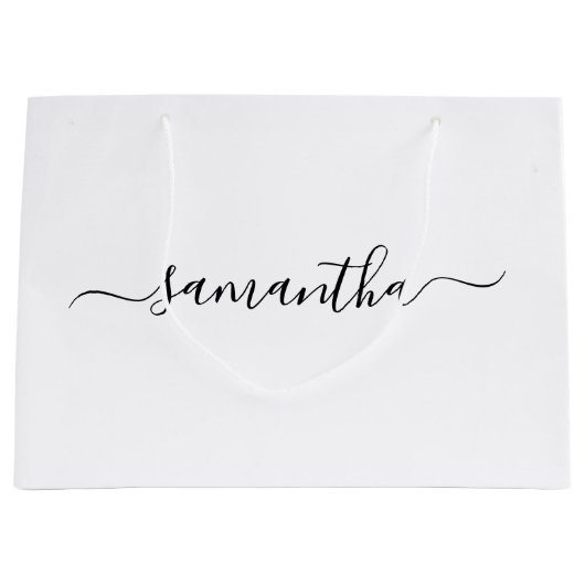 Black Girly Handtekening Naam Groot Cadeauzakje (Voorkant)