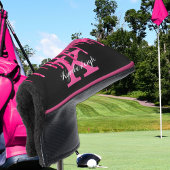 Black Girly Hot Pink Glitter Drift Monogram Naam Golfheadcover