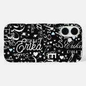 Black Girly Kalligrafie Typografie Naam Patroon Case-Mate iPhone Case (Achterkant (horizontaal))