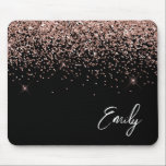 Black Girly Roos Gold Blush Pink Glitter Monogram Muismat<br><div class="desc">Black and Roos Gold - Blush Pink Sparkle Glitter Brushed Metal Monogram Name and Initiaal Mousepad (muispad). Dit maakt de perfecte liefhebbende 16 verjaardag,  bruiloft,  vrijgezellenfeest,  verjaardagsdag,  baby shower of vrijgezellenfeest voor iemand die van luxe glam en stijl houdt.</div>