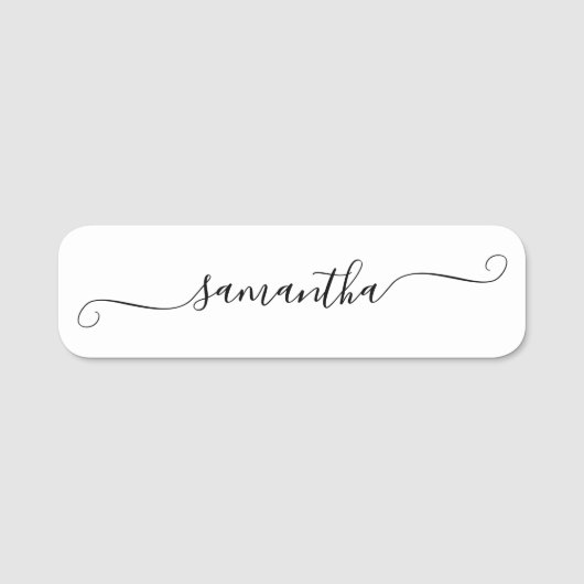 Black Girly Swash Handtekening Naam Naamplaatje (Voorkant)