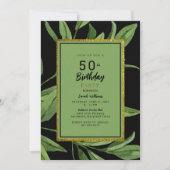 Black Glam 50th Birthday Party Kaart (Voorkant)