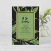 Black Glam 50th Birthday Party Kaart (Staand voorkant)