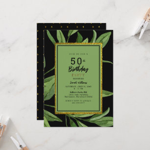 Black Glam 50th Birthday Party Kaart