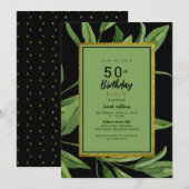 Black Glam 50th Birthday Party Kaart (Voorkant / Achterkant)