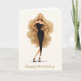 Black Glam Birthday Card for Fashion Lovers Kaart