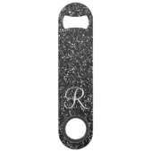 Black Glam Glitter Look Monogram Stijlvol Speed Flessenopener (Voorkant)
