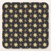 Black Glam Glitter Stars Patroon Kartonnen Onderzetters (Voorkant)