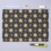 Black Glam Glitter Stars Patroon Tissuepapier (Craft)