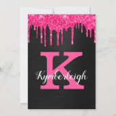 Black Glam Hot Pink Glitter Drift Vrijgezellenfees Kaart (Achterkant)