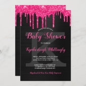 Black Glam Hot Pink Glitter Drivers Fun Baby showe Kaart (Voorkant / Achterkant)