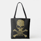 Black Glam naar het bot Gouden Glitter Skull Beaut Tote Bag (Achterkant)