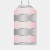 Black Glam Silver Blush Pink Ribbon Verjaardag Cadeaulabel (Achterkant)