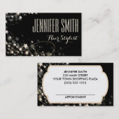 Black Glamor Hairdresser Salon Appointment Afsprakenkaartje (Voorkant / Achterkant)