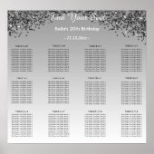 Black Glitter Birthday Alphabetic Seating Plan Poster (Voorkant)