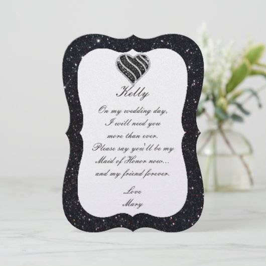 Black Glitter Black Heart, gemaakt van edelachtbar Kaart (Staand voorkant)