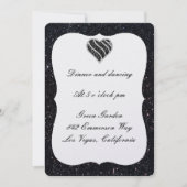 Black Glitter Black Heart Reception Kaart (Voorkant)