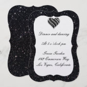 Black Glitter Black Heart Reception Kaart (Voorkant / Achterkant)