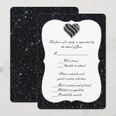 Black Glitter Black Heart Response-Kaart Kaart (Voorkant / Achterkant)