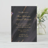 Black Glitter bruiloft uitnodiging (Staand voorkant)