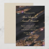 Black Glitter bruiloft uitnodiging (Voorkant / Achterkant)