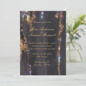 Black Glitter bruiloft uitnodiging (Staand voorkant)