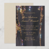 Black Glitter bruiloft uitnodiging (Voorkant / Achterkant)