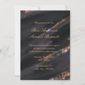 Black Glitter bruiloft uitnodiging (Voorkant)