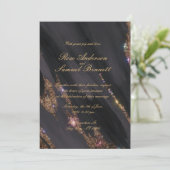 Black Glitter bruiloft uitnodiging (Staand voorkant)