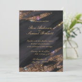 Black Glitter bruiloft uitnodiging (Staand voorkant)