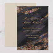 Black Glitter bruiloft uitnodiging (Voorkant / Achterkant)