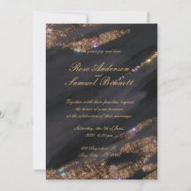 Black Glitter bruiloft uitnodiging