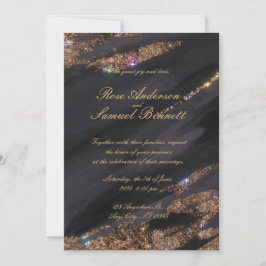 Black Glitter bruiloft uitnodiging