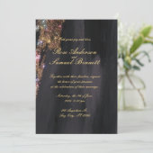 Black Glitter bruiloft uitnodiging (Staand voorkant)