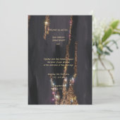 Black Glitter bruiloft uitnodiging (Staand voorkant)