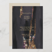 Black Glitter bruiloft uitnodiging (Voorkant / Achterkant)