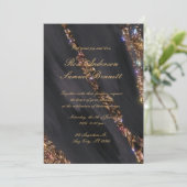 Black Glitter bruiloft uitnodiging (Staand voorkant)