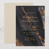 Black Glitter bruiloft uitnodiging (Voorkant / Achterkant)