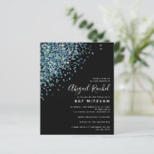 Black Glitter Budget Bat Mitzvah Uitnodiging (Staand voorkant)