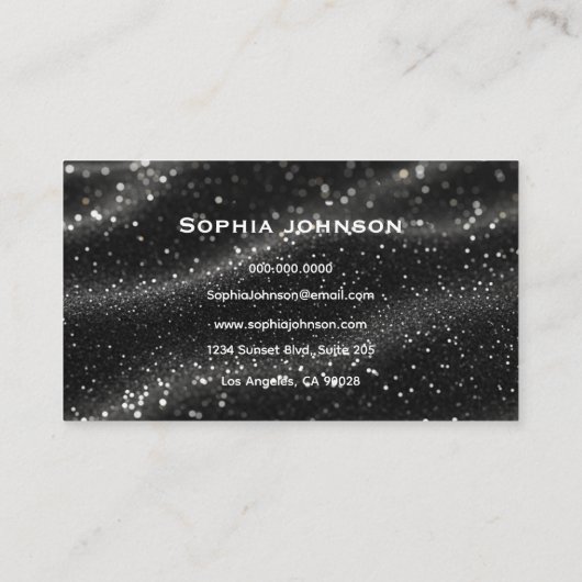 Black glitter Business Card Visitekaartje (Achterkant)