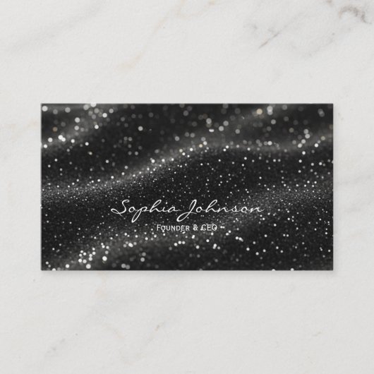 Black glitter Business Card Visitekaartje (Voorkant)