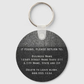 Black Glitter Business Logo Fleet Office Employee Sleutelhanger (Achterkant)