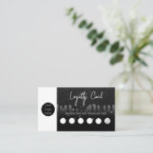 Black Glitter Business Logo QR Code Loyaliteit Visitekaartje (Staand voorkant)
