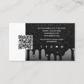 Black Glitter Business Logo QR Code Loyaliteit Visitekaartje (Achterkant)