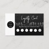 Black Glitter Business Logo QR Code Loyaliteit Visitekaartje (Voorkant)