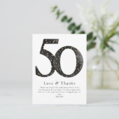 Black Glitter Confetti 50th Birthday Bedankkaart (Staand voorkant)