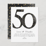 Black Glitter Confetti 50th Birthday Bedankkaart<br><div class="desc">Van ons collectie met de beste mijlpaal op jaardag</div>