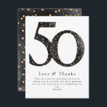 Black Glitter Confetti 50th Birthday Bedankkaart<br><div class="desc">Van ons collectie met de beste mijlpaal op jaardag</div>