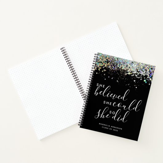 Black Glitter dacht dat ze Afstuderen kon maken Notitieboek (Binnen)